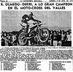 1976 abril 6  4 Abril 1976 - 4º Prueba (Final)  del 1º Trofeo Montesa - Circuito el Valles (Mancomunidad Sabadell / Terrassa) - Barcelona  Coincidiendo con el XV Gran Premio de España de Motocross - Campeonato del Mundo 250cc : trofeo montesa, 1976, valles