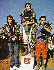 1977 c1 p riera podiumrierasastre  1ª Prueba 1977  - Circuito de Les Franqueses (Granollers - Barcelona) 6 Febrero 1977 - Podium: Antonio Riera, Jordi Monjonell y Vicente Melgarejo : trofeo montesa, 1977, riera