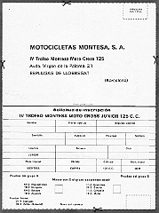 1979 0 anunci 2  1979 - 4º Trofeo Montesa - Solicitud de Inscripcion : trofeo montesa, 1979