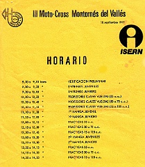 otras 1977 09 18 montornes  18 Setiembre 1977 - III Motocross Montornes - Horarios : 18 setiembre 197, montornes, motocross, isern