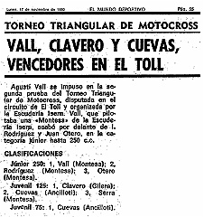 otras 1980 2T c2 2  1980 - 2º Campeonato Triangular de Motocross  - Trofeo Motociclismo  2º Prueba Circuito El Toll (Barcelona) 16 Noviembre 1980 Resultados : Triangular, el toll, 1980