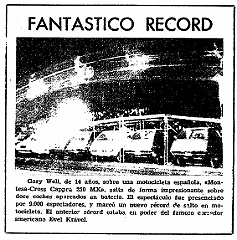 otras 1971 09 05 salto 1  5 Septiembre 1971 - Gary Well, con 14 años, con una Montesa Cappra MX 250 saltó por encima de 12 coches. (35,5 Metros) : record, salto, longitud, cappra, montesa